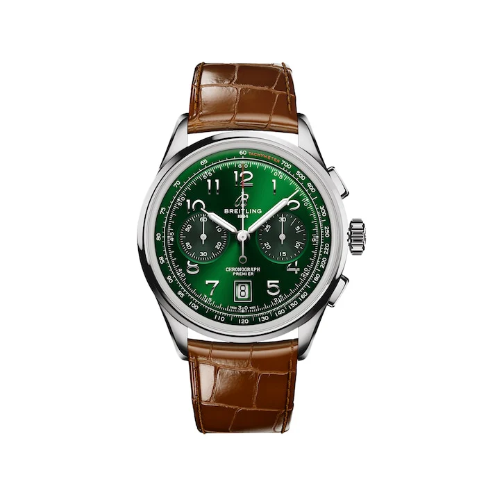 Breitling Elegance Automatic 42mm Men’s Watch with Green Material Dial, Stainless Steel Case, 100m Water Resistant / AB0145371L1P1