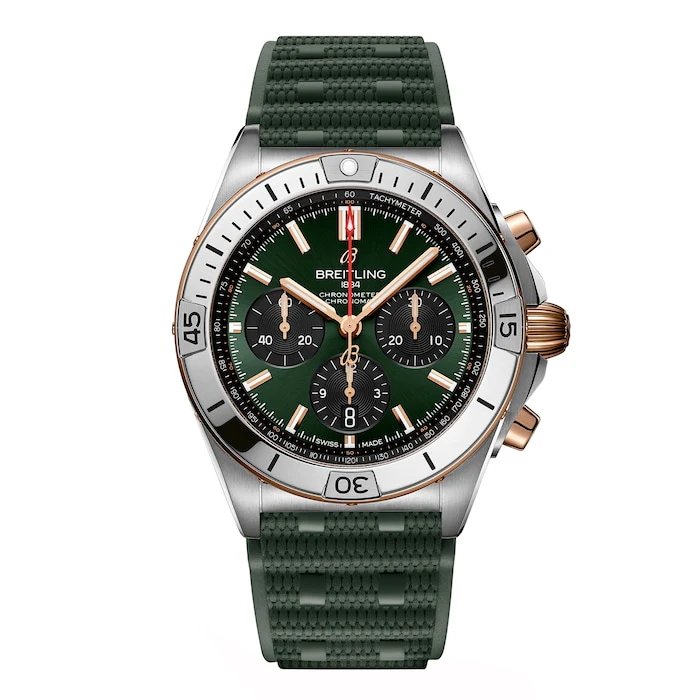 Breitling Elegance Automatic 42mm Men’s Watch with Green Material Dial, Stainless Steel Case, 200m Water Resistant / UB0134131L1S1