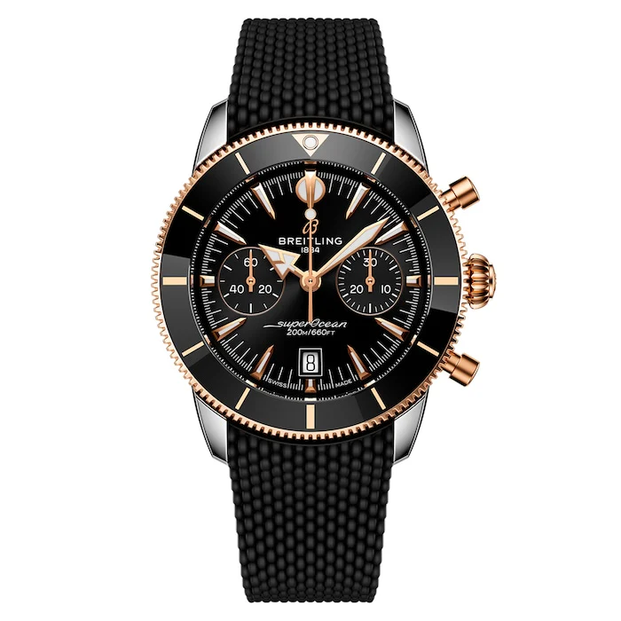 Breitling Heritage Automatic 42mm Men’s Watch with Black Material Dial, Stainless Steel Case, 200m Water Resistant / UB0156H11B1S1