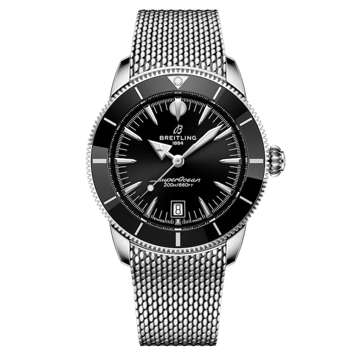 Breitling Heritage Automatic 42mm Men’s Watch with Black Material Dial, Stainless Steel Case & Bracelet, 200m Water Resistant / AB3111241B1A1