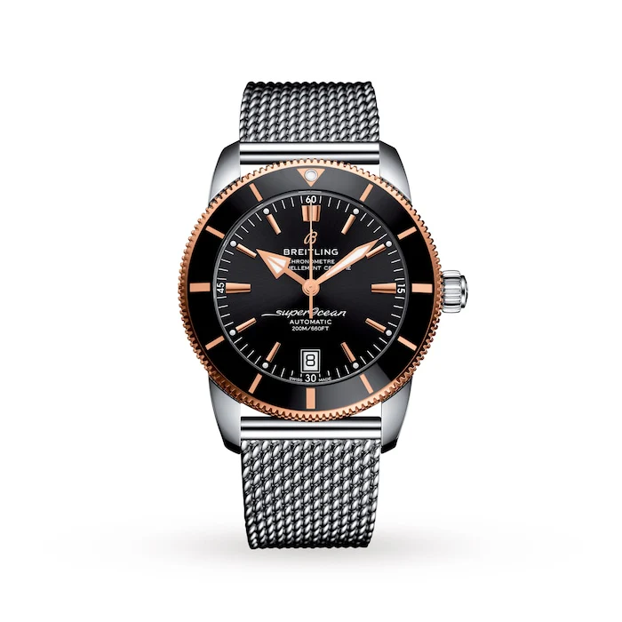 Breitling Heritage Automatic 42mm Men’s Watch with Black Material Dial, Stainless Steel Case & Bracelet, 200m Water Resistant / UB2010121B1A1