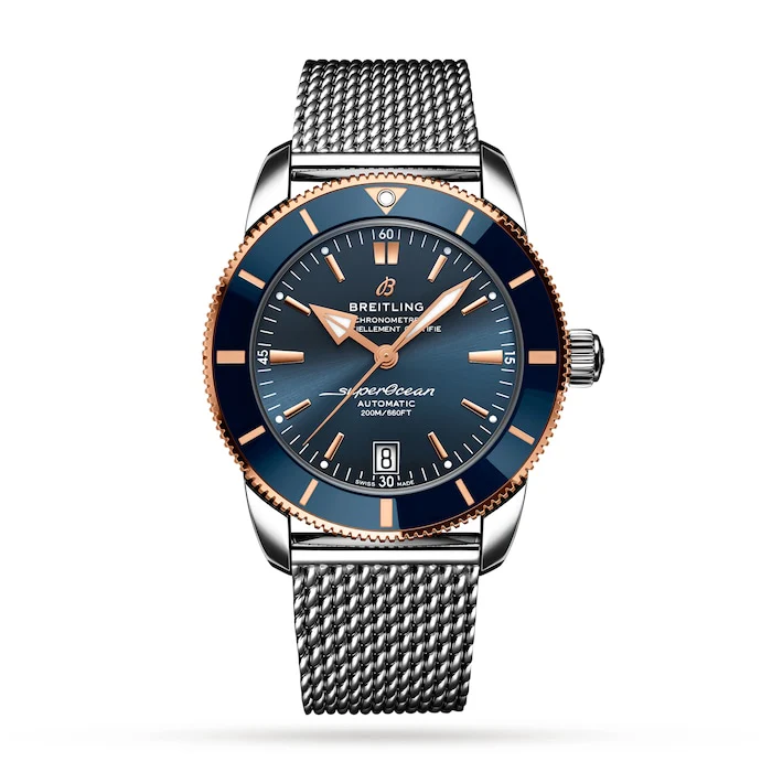 Breitling Heritage Automatic 42mm Men’s Watch with Blue Material Dial, Stainless Steel Case & Bracelet, 200m Water Resistant / UB2010161C1A1
