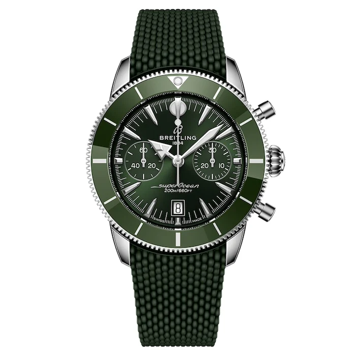 Breitling Heritage Automatic 42mm Men’s Watch with Green Material Dial, Stainless Steel Case, 200m Water Resistant / AB0156361L1S1