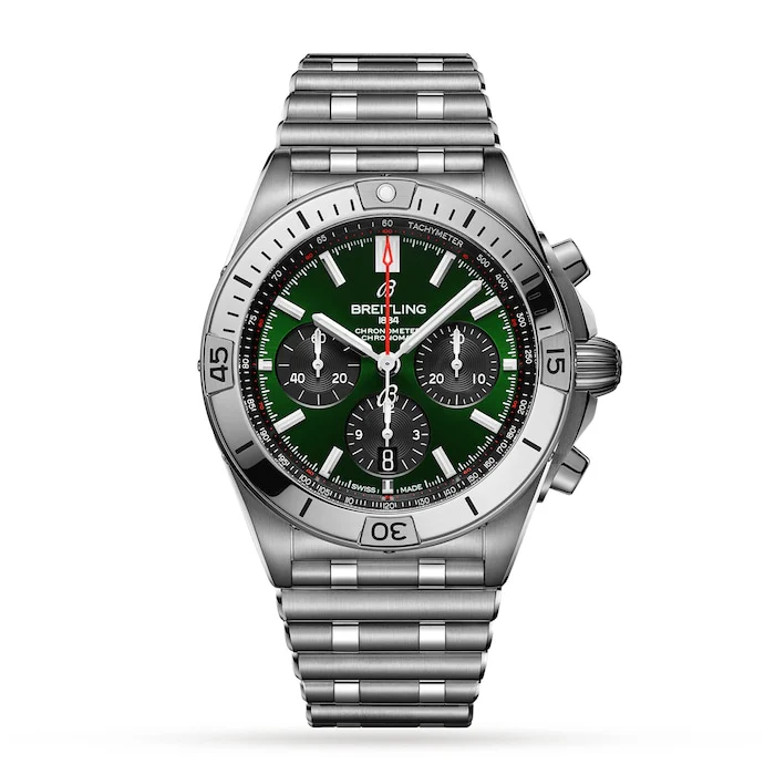 Breitling Heritage Automatic 42mm Men’s Watch with Green Material Dial, Stainless Steel Case & Bracelet, 200m Water Resistant / AB0134101L1A1