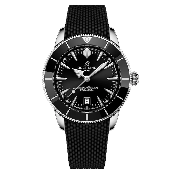 Breitling Heritage Automatic 44mm Men’s Watch with Black Material Dial, Stainless Steel Case, 200m Water Resistant / AB3112241B1S1