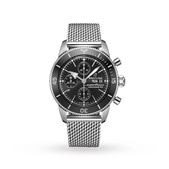Breitling Heritage Automatic 44mm Men’s Watch with Black Material Dial, Stainless Steel Case & Bracelet, 200m Water Resistant / A13313121B1A1