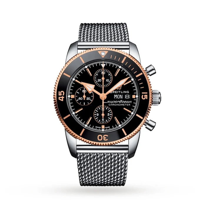 Breitling Heritage Automatic 44mm Men’s Watch with Black Material Dial, Stainless Steel Case & Bracelet, 200m Water Resistant / U13313121B1A1