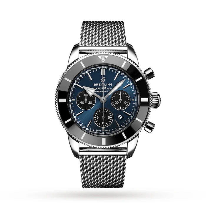 Breitling Heritage Automatic 44mm Men’s Watch with Blue Material Dial, Stainless Steel Case & Bracelet, 200m Water Resistant / AB0162121C1A1