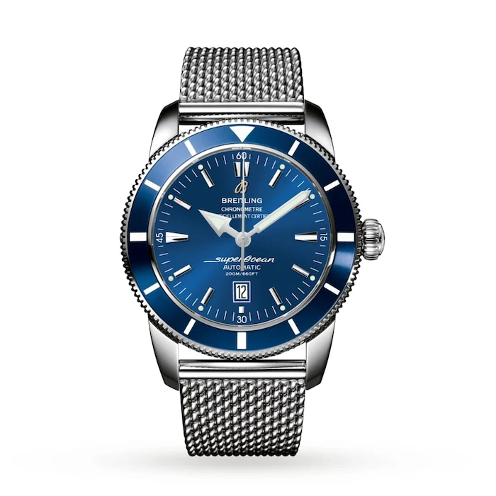 Breitling Heritage Automatic 44mm Men’s Watch with Blue Material Dial, Stainless Steel Case & Bracelet, 200m Water Resistant / AB2020161C1A1