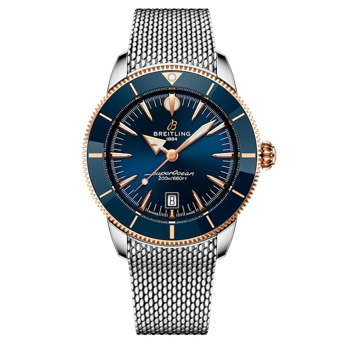 Breitling Heritage Automatic 44mm Men’s Watch with Blue Material Dial, Stainless Steel Case & Bracelet, 200m Water Resistant / UB3112161C1A1