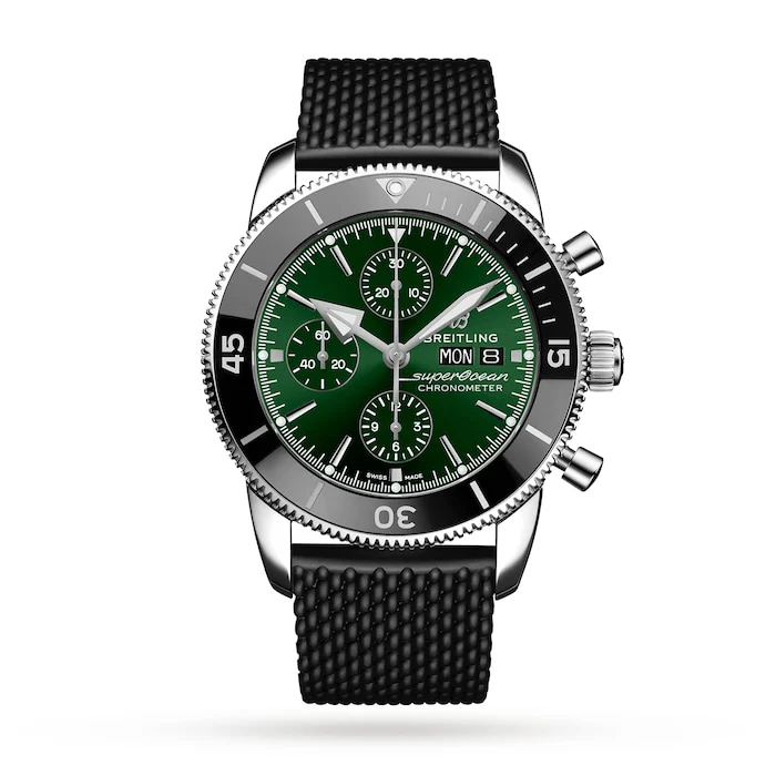 Breitling Heritage Automatic 44mm Men’s Watch with Green Material Dial, Stainless Steel Case, 200m Water Resistant / A13313121L1S1