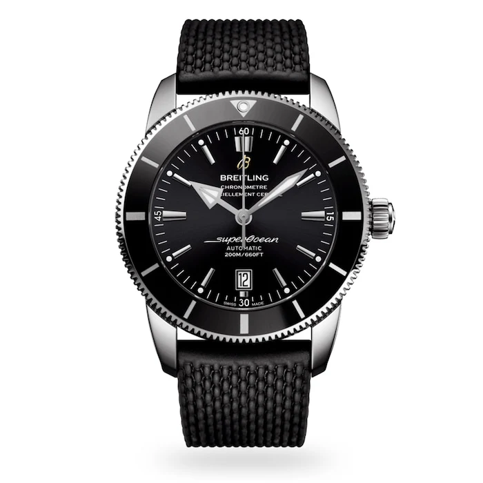 Breitling Heritage Automatic 46mm Men’s Watch with Black Material Dial, Stainless Steel Case, 200m Water Resistant / AB2020121B1S1