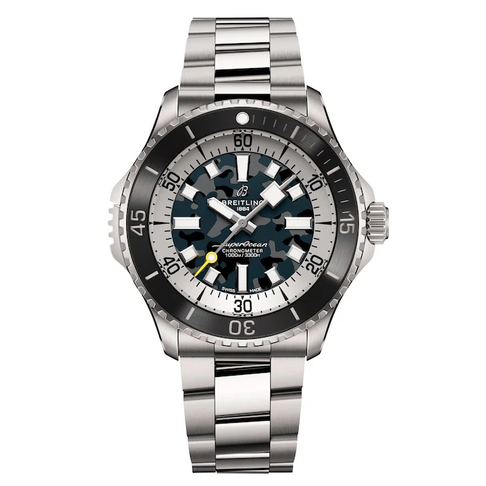 Breitling Heritage Automatic 46mm Men’s Watch with Black Material Dial, Stainless Steel Case & Bracelet, 000m Water Resistant / E10379351B1E1