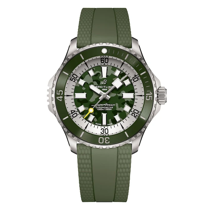 Breitling Heritage Automatic 46mm Men’s Watch with Green Material Dial, Stainless Steel Case, 000m Water Resistant / E10379D31L1S1