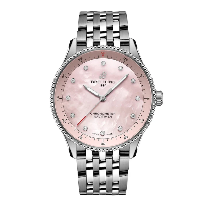 Breitling Navitimer 32mm Ladies Watch Pink Mother Of Pearl Luxury Watch Swiss Made High Precision Movement A77320D91K1A1