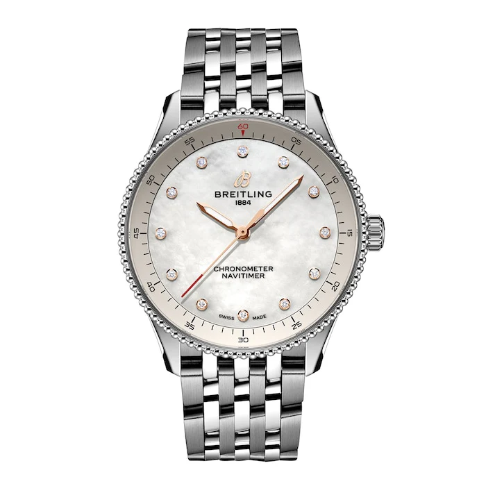 Breitling Navitimer 32mm Ladies Watch White Mother Of Pearl Luxury Watch Swiss Made High Precision Movement  A77320E61A2A1