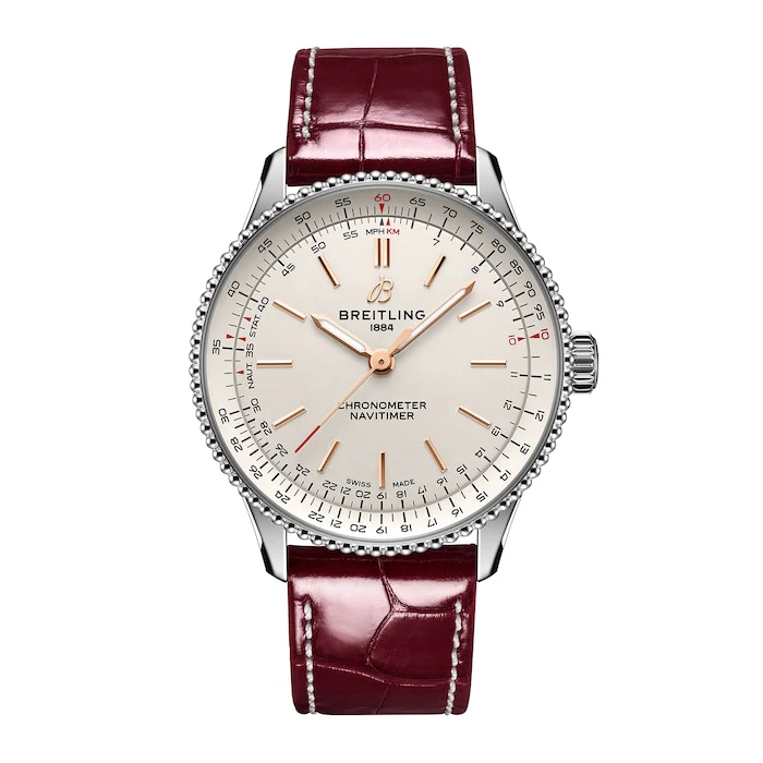 Breitling Navitimer 36mm Ladies Watch Silver Alligator Luxury Watch Swiss Made High Precision Movement A17327211G1P1