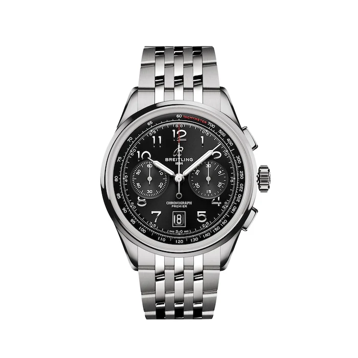 Breitling Premier Automatic 42mm Men’s Watch with Black Material Dial, Stainless Steel Case & Bracelet, 100m Water Resistant / AB0145221B1A1