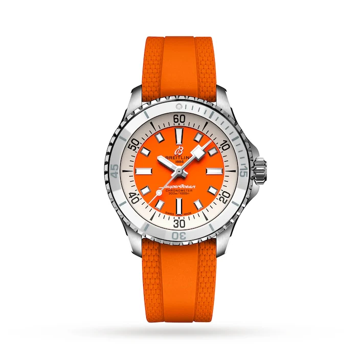 Breitling Superocean Automatic 36 Stainless Steel Rubber Strap Watch Luxury Watch Swiss Made Automatic Movement Sapphire Crystal Stainless Steel Case A17377211O1S1