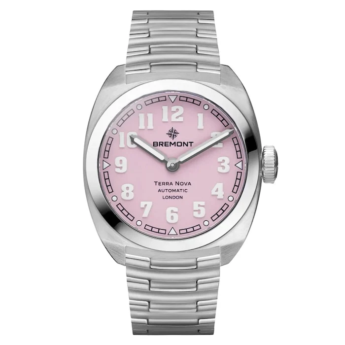 Bremont Automatic 38mm Men’s Watch with Pink Material Dial, Stainless Steel Case & Bracelet, 100m Water Resistant / TN38-ND-SS-PK-B