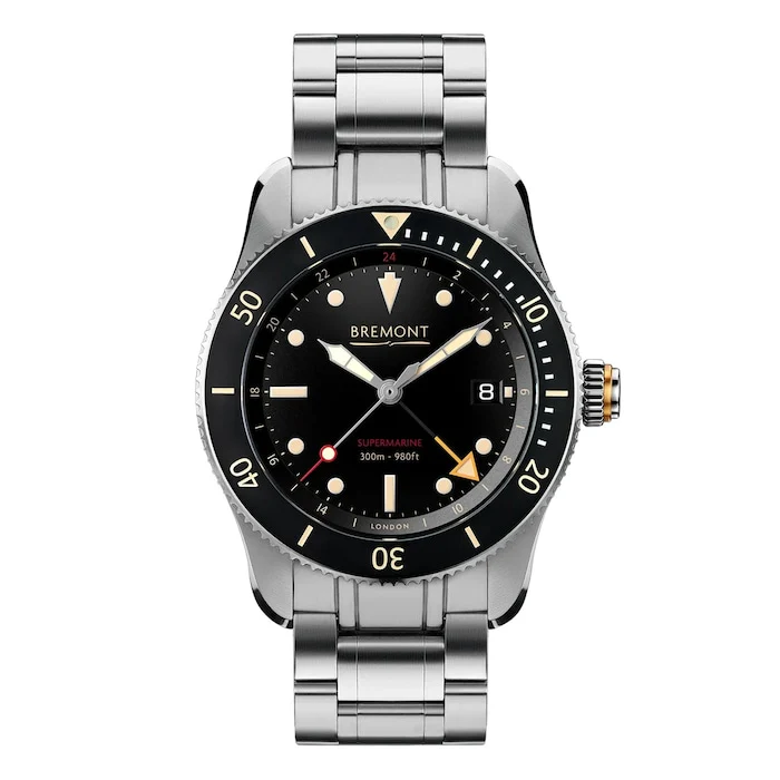 Bremont Automatic 40mm Men’s Watch with Black Material Dial, Stainless Steel Case & Bracelet, 300m Water Resistant / S302-BK-B