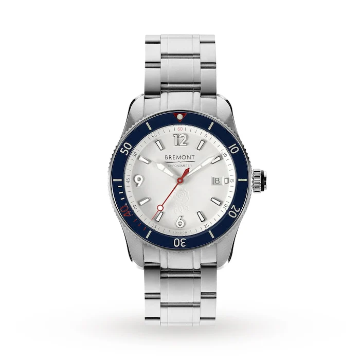Bremont Automatic 40mm Men’s Watch with White Material Dial, Stainless Steel Case & Bracelet, 300m Water Resistant / S300-RFU-B