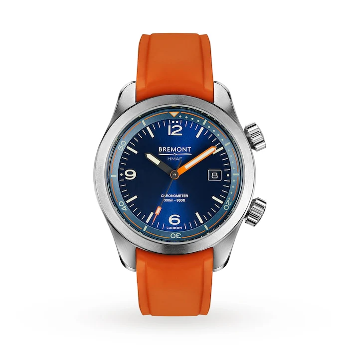 Bremont Automatic 42mm Men’s Watch with Blue Material Dial, Stainless Steel Case, 300m Water Resistant / ARGONAUT-BL-R-S
