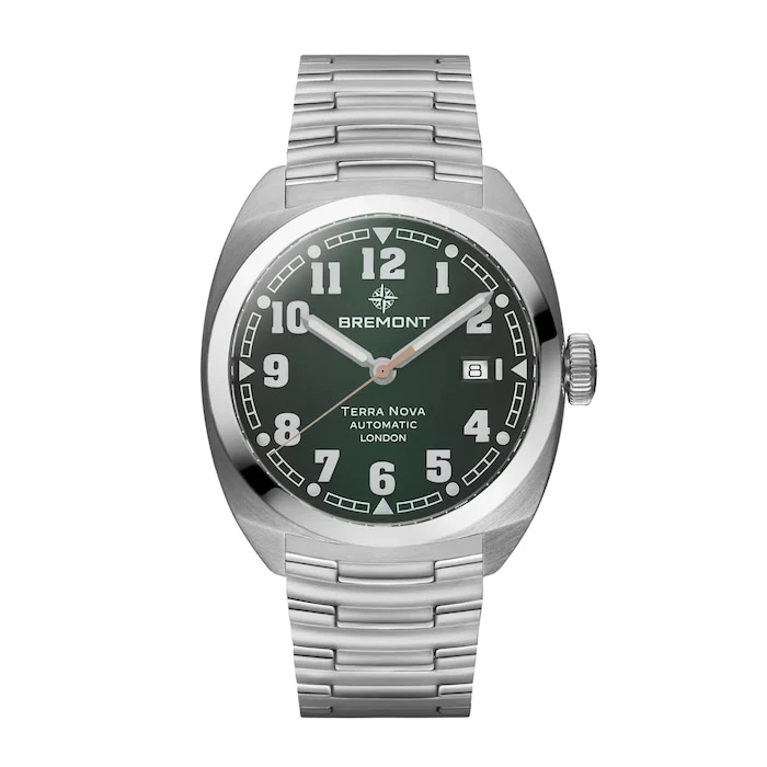 Bremont Elegance Automatic Men’s Watch with Green Material Dial, Stainless Steel Case & Bracelet, 100m Water Resistant / TN40-DT-SS-GN-B