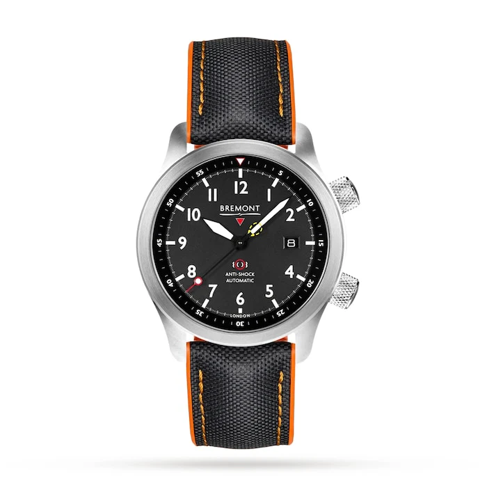 Bremont Heritage Automatic 43mm Men’s Watch with Black Material Dial, Stainless Steel Case, 100m Water Resistant / MBII-SS-BK-C-O-P-11R
