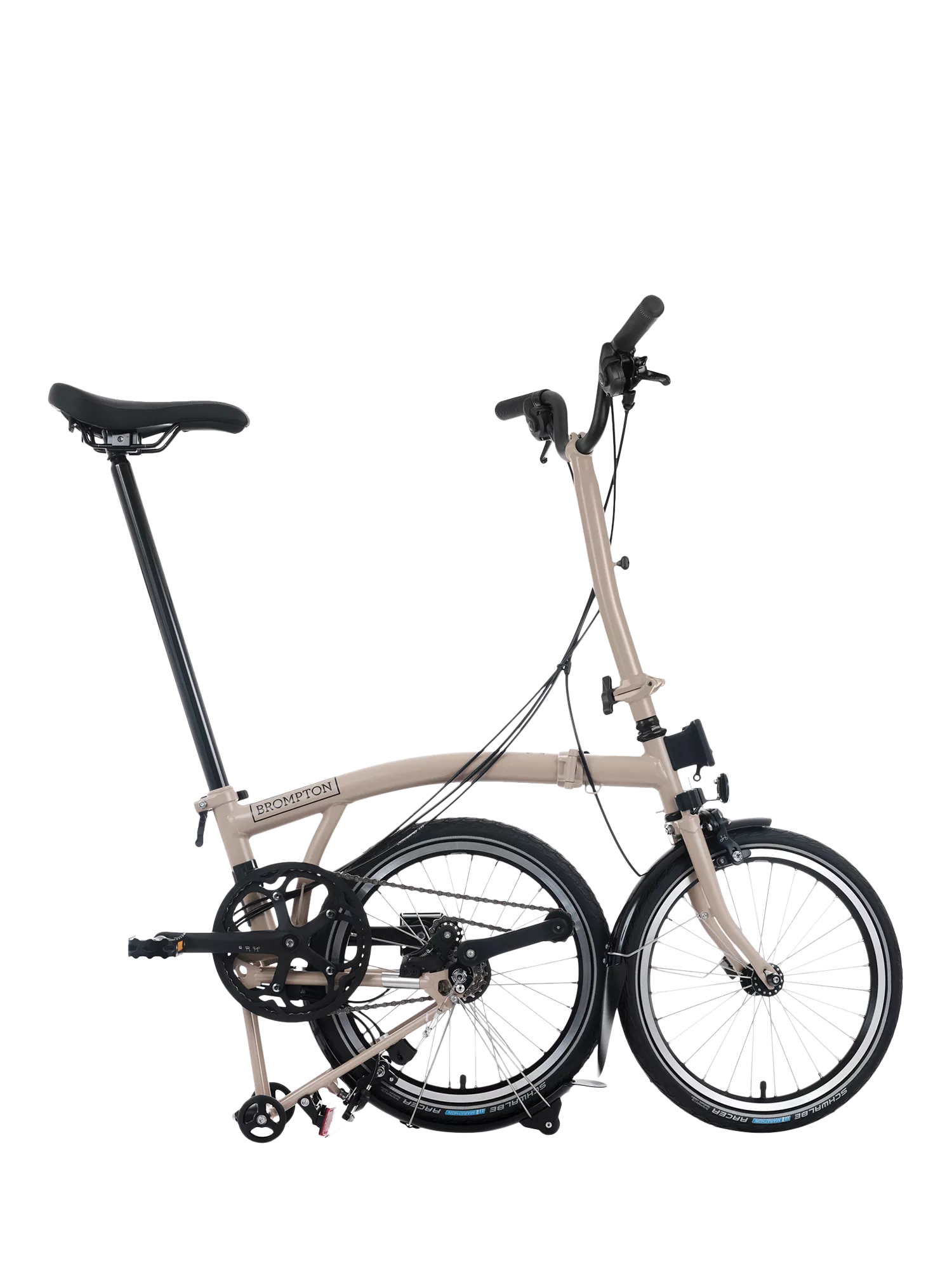 Brompton C Line 12-Speed High Handlebar Folding Bike, Dune Sand - Image 3