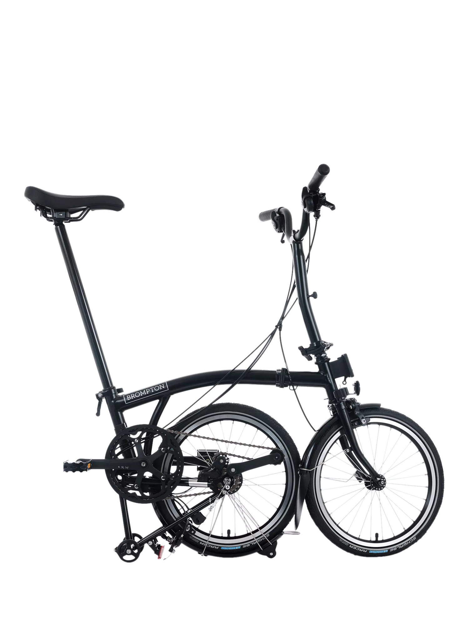Brompton C Line 12-Speed Mid Handlebar Folding Bike, Matt Black - Image 3