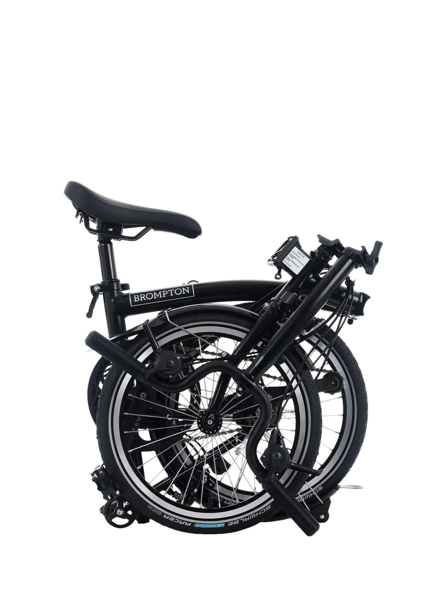 Brompton C Line 12-Speed Mid Handlebar Folding Bike, Matt Black - Image 4