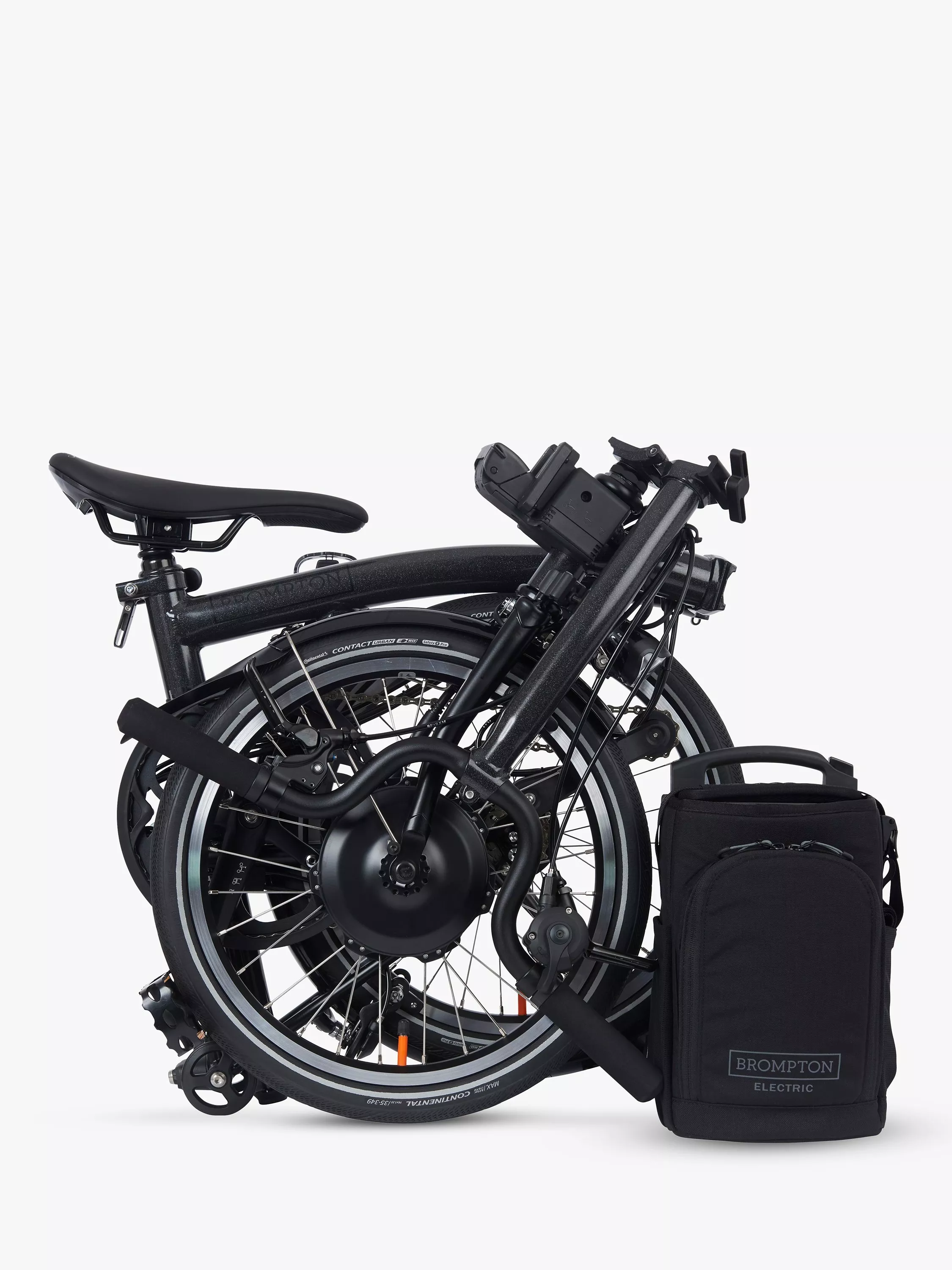 Brompton Electric P Line Urban Mid Handlebar Folding Bike, Midnight Black - Image 7