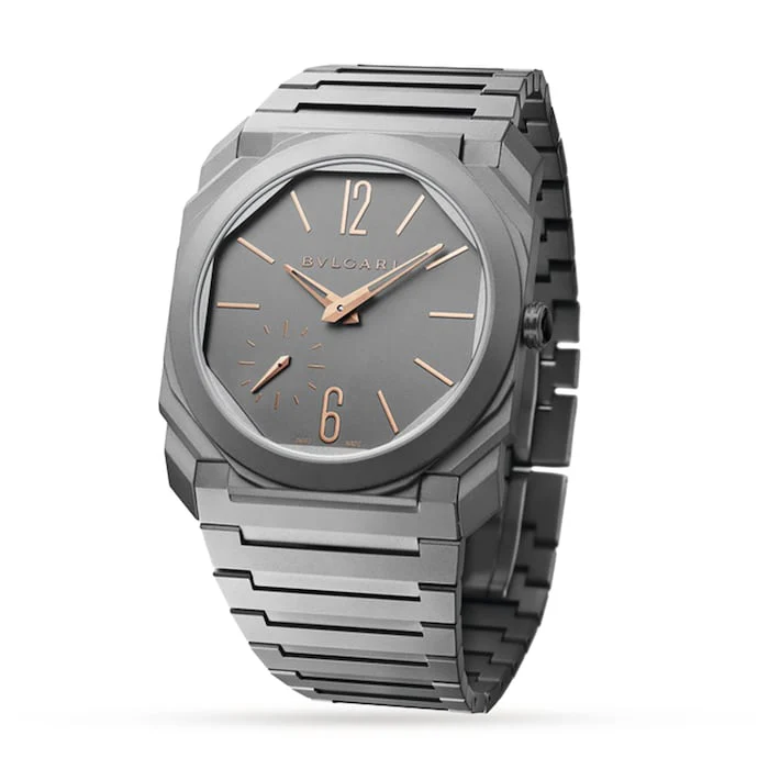 Bvlgari Automatic 15mm Men’s Watch with Grey Material Dial, Titanium Case / 103137