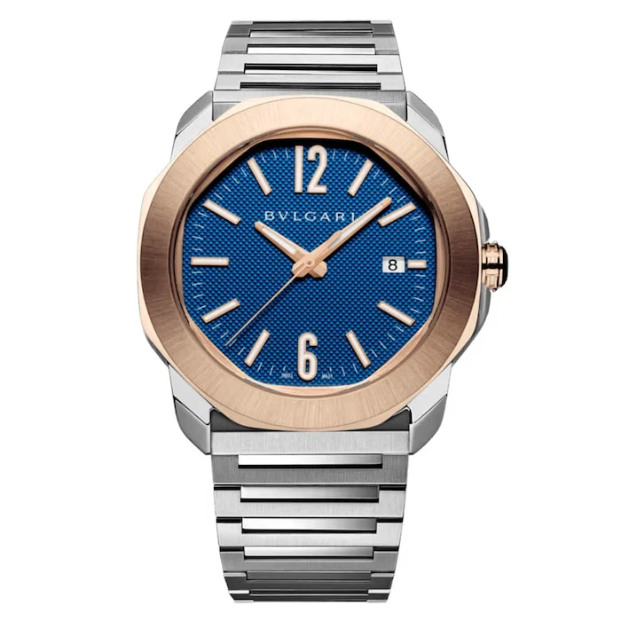 BVLGARI Automatic 41mm Men’s Watch with Blue Material Dial, Stainless Steel Case & Bracelet, 100m Water Resistant / 103926