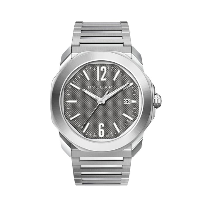 Bvlgari Automatic 41mm Men’s Watch with Grey Material Dial, Stainless Steel Case & Bracelet, 100m Water Resistant / 103740