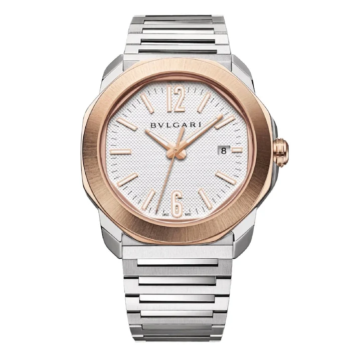 BVLGARI Automatic 41mm Men’s Watch with White Material Dial, Stainless Steel Case & Bracelet, 100m Water Resistant / 103928