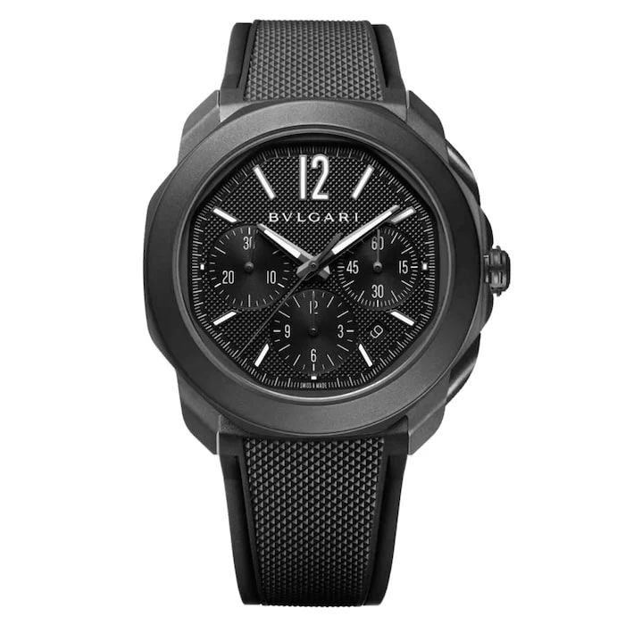BVLGARI Automatic 42mm Men’s Watch with Black Material Dial, Stainless Steel Case, 100m Water Resistant / 103932