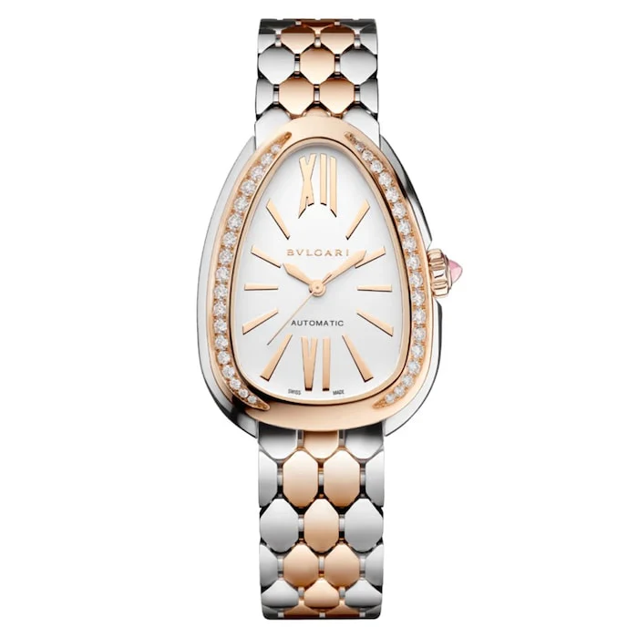 BVLGARI Serpenti Seduttori Automatic 34mm Ladies Watch Stainless Steel and 18ct Rose Gold Luxury Watch 104058