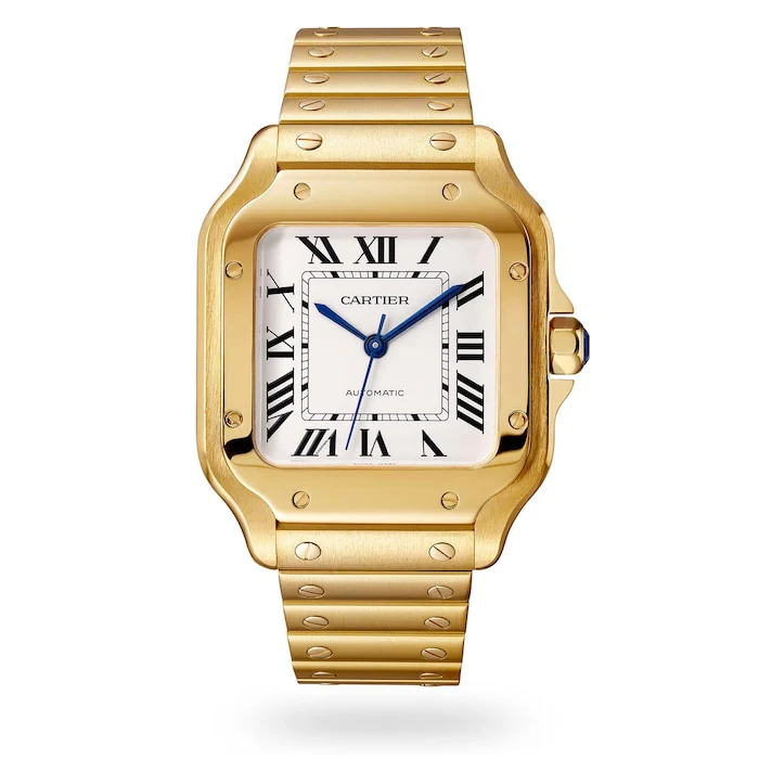 Cartier Automatic 83mm Men’s Watch with Silver Material Dial, Gold Case, 100m Water Resistant / WGSA0030