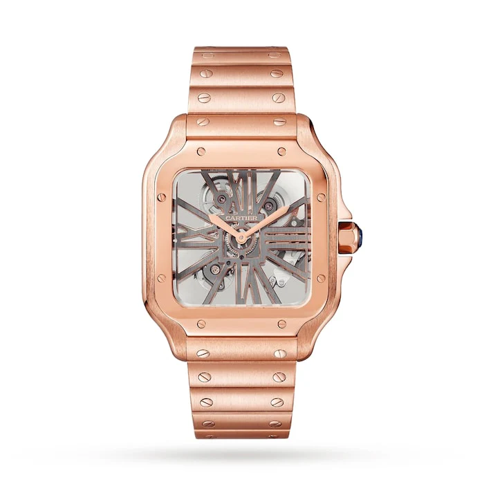 Cartier Mechanical 28mm Men’s Watch with Skeleton Material Dial, Gold Case, 100m Water Resistant / WHSA0016