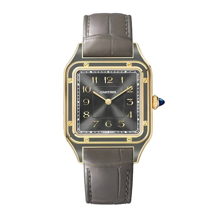 Cartier Mechanical Men’s Watch with Grey Material Dial, Gold Case, 30m Water Resistant / WGSA0097