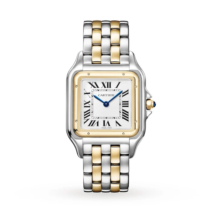 Cartier Panthère De Cartier Watch, Large Model, Quartz Movement, Yellow Gold, Steel Luxury Watch W2PN0016