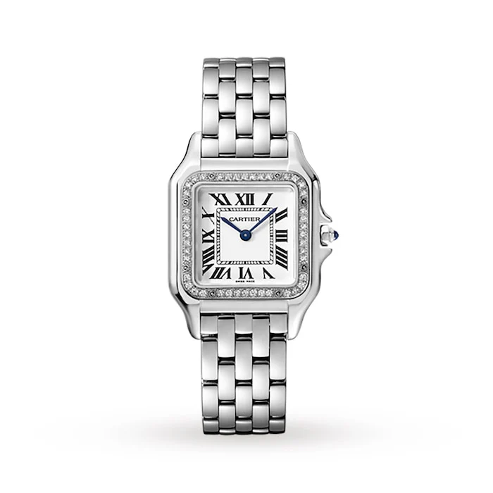 Cartier Panthère De Cartier Watch Medium Model, Quartz Movement, Steel, Diamonds Luxury Watch W4PN0008