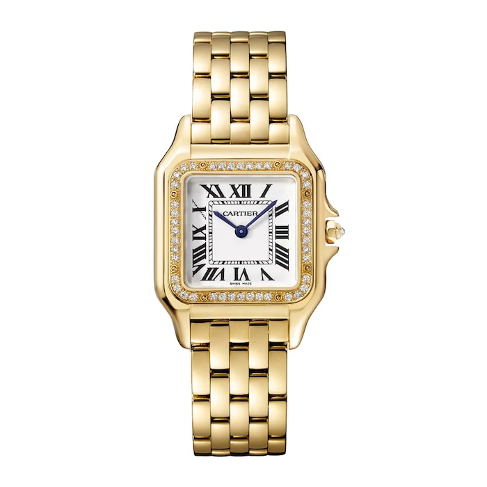 Cartier Panthère De Cartier Watch Medium Model, Quartz Movement, Yellow Gold, Diamonds Luxury Watch WJPN0016