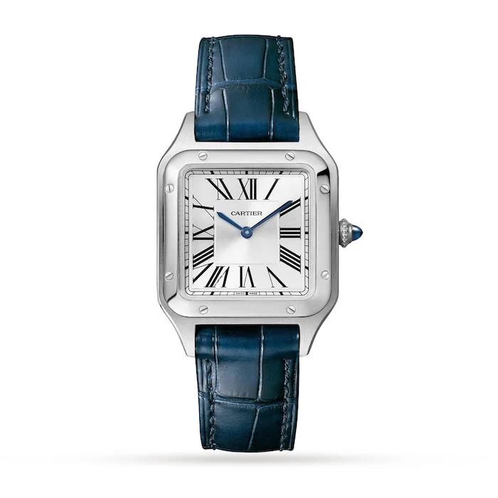 Cartier Santos-Dumont Watch Small Model, Quartz Movement, Steel, Leather Luxury Watch Swiss Made  WSSA0023