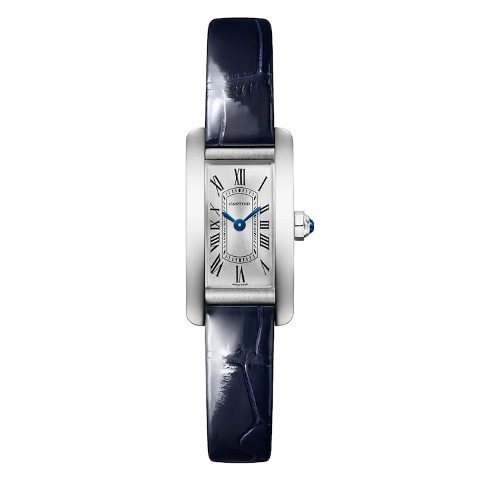 Cartier Tank Américaine Watch, Mini Model, Quartz Movement, Steel, Leather Luxury Watch Swiss Made WSTA0081