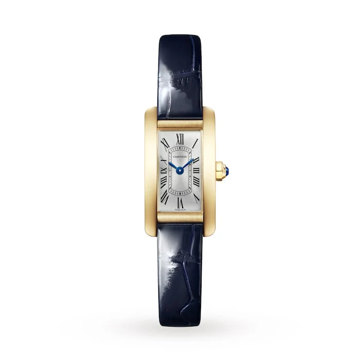 Cartier Tank Américaine Watch, Mini Model, Quartz Movement, Yellow Gold Luxury Watch Swiss Made WGTA0353