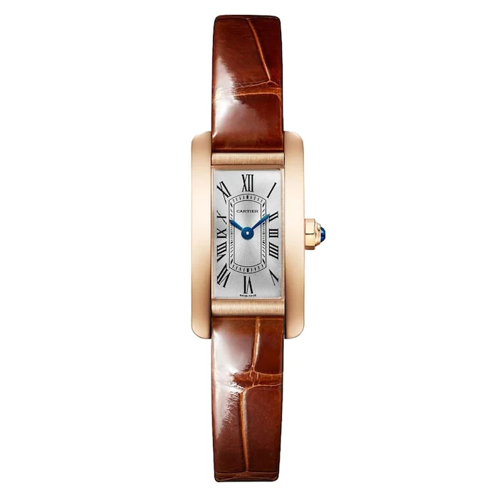 Cartier Tank Americaine Watch, Mini Model, Quartz Movement, Rose Gold Case Luxury Watch Swiss Made WGTA0341