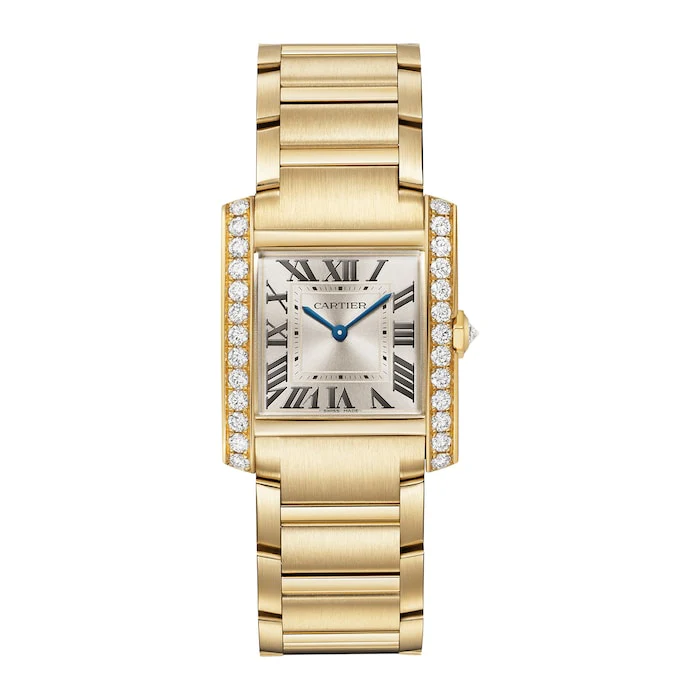 Cartier Tank Française Watch Medium Model, Quartz Movement, Yellow Gold, Diamonds Luxury Watch WJTA0040